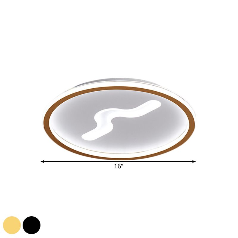 Modern LED 16"/19.5" W Flush Light with Metallic Shade Black/Gold Super Thin Ceiling Light Fixture in Warm/White Light