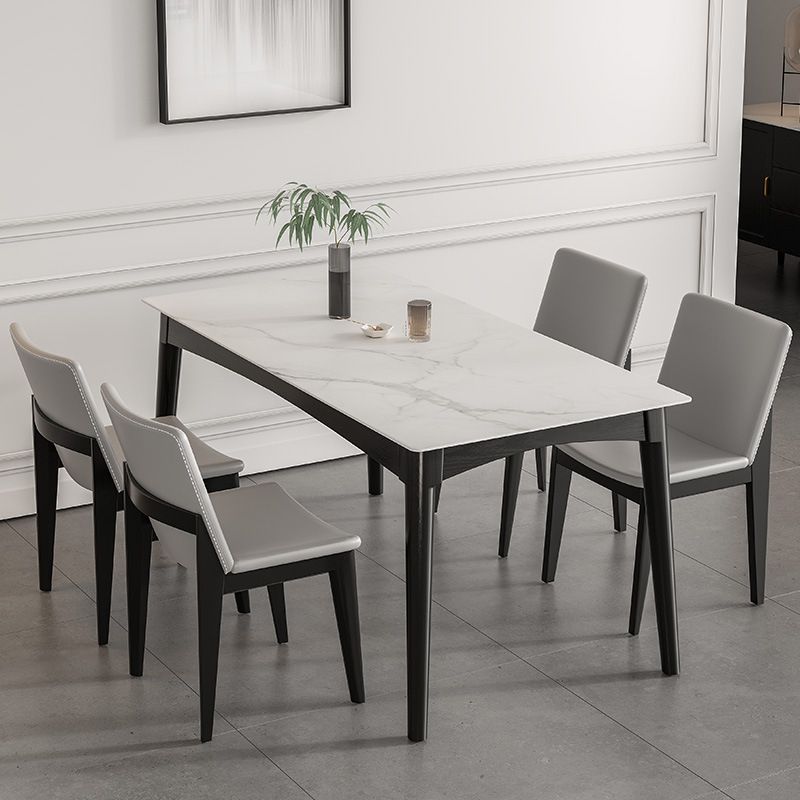 Table de salle à manger blanche moderne avec 4 pieds Table de salle à manger rectangulaire en ardoise