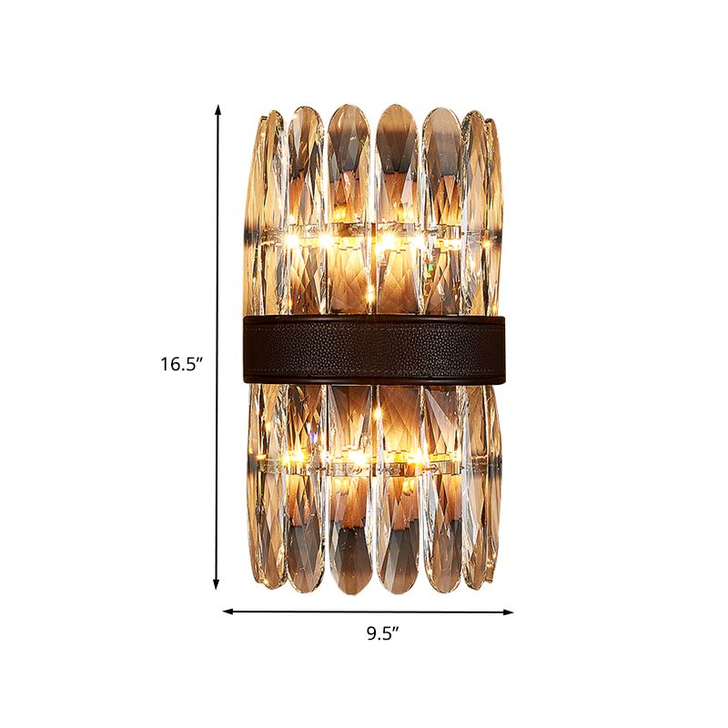 Funzione illuminazione a parete cilindri a blocchi di cristallo moderna luci 2/4 luci nere funce luce