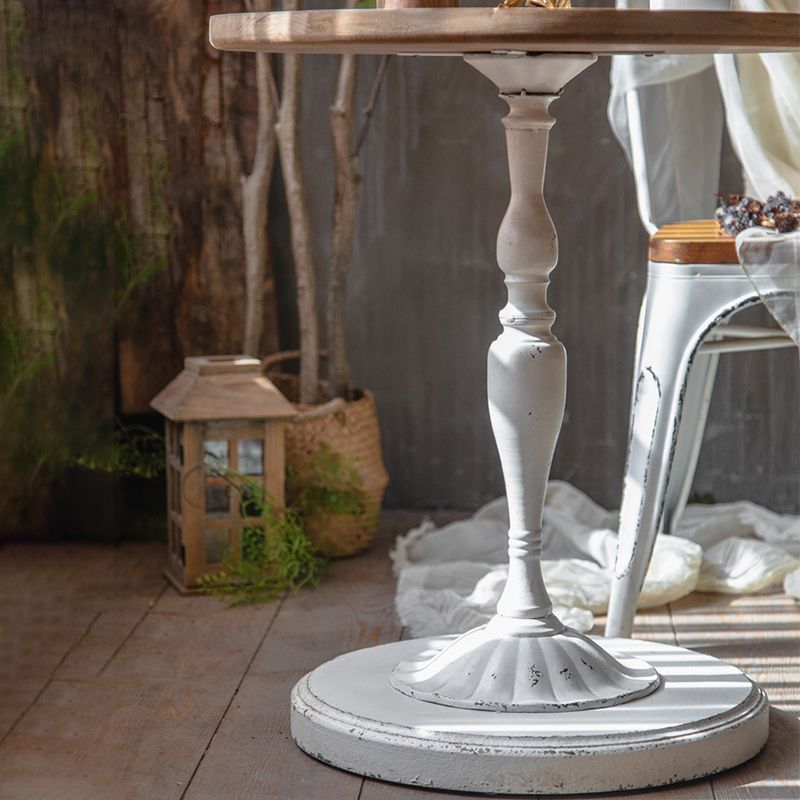 Wood and Metal Side End Snack Table Rustic Style Solid Wood End Table