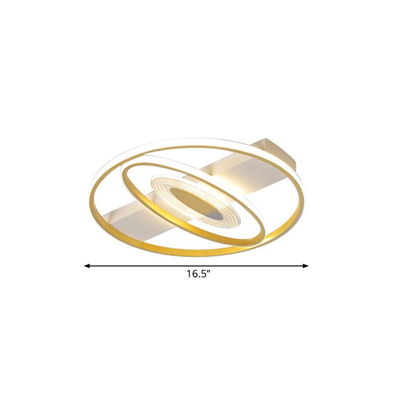 16.5"/20.5" W Geometric Flush Mount Lamp Minimal Metal LED Bedroom Ceiling Light Fixture in Gold