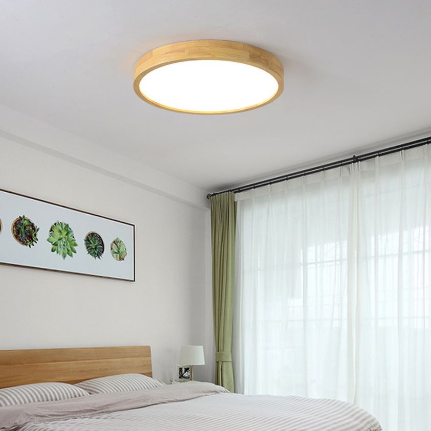 Modern Style Geometrical Flush Mount Lighting Wood 1-Light Flush Mount Led Light