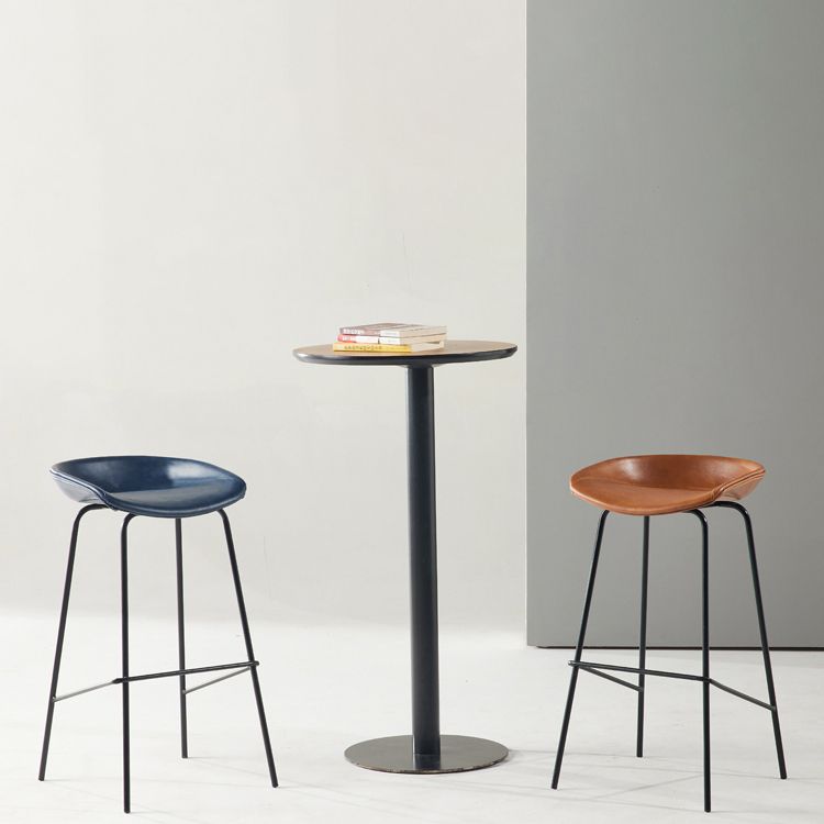 Modern Backrest Armless Counter Stool Iron Bar Stool with Pedal for Cafe