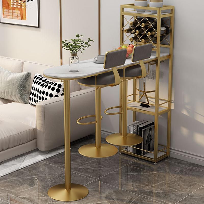Modern Stone Bar Wine Table Wine Rack Bar Height Double Pedestal Cocktail Table
