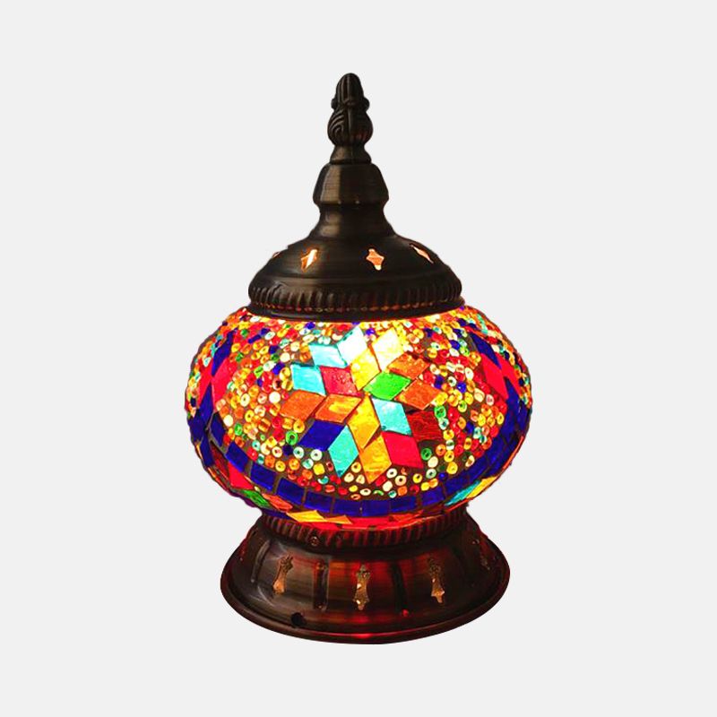1 hoofdbol tafellamp traditioneel rood/oranje/lichtblauw gekleurd klassen nachtkastje lamp voor slaapkamer