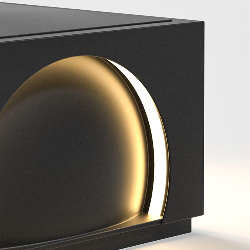 Square Contemporary Waterproof Pillar Light in Black for Courtyard