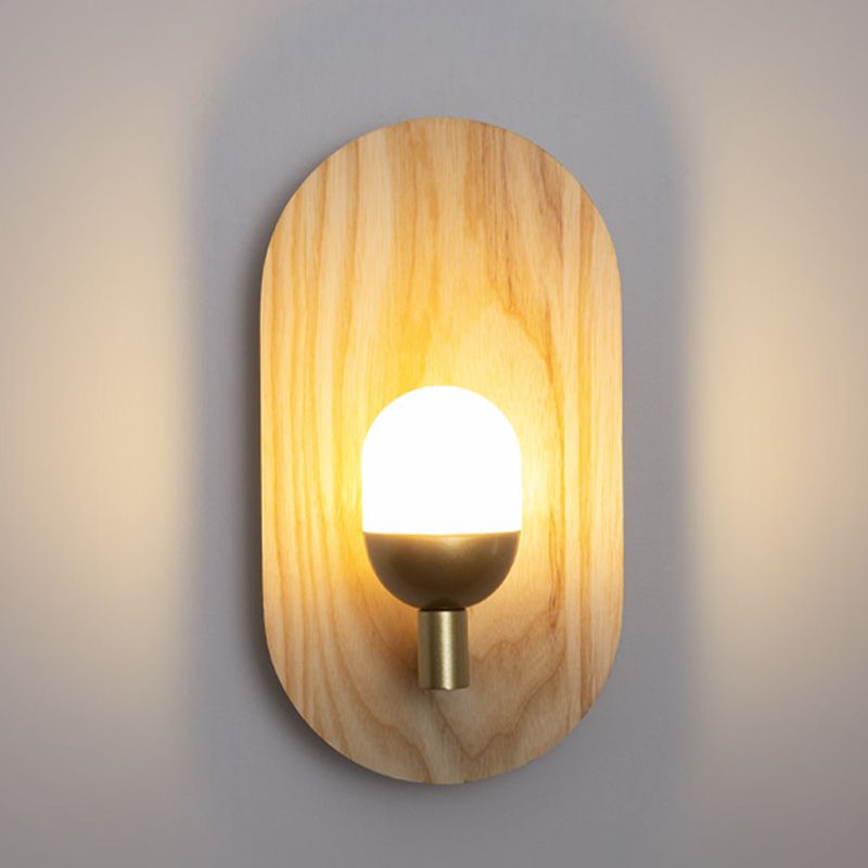 Single Contemporary Beige Metallic Shaded Wooden Wall Mounted for Foyer