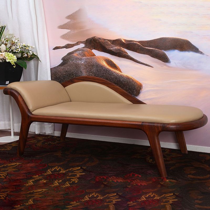 Traditional Wooden One Arm Chaise Flared Arms for Bedroom Living Room