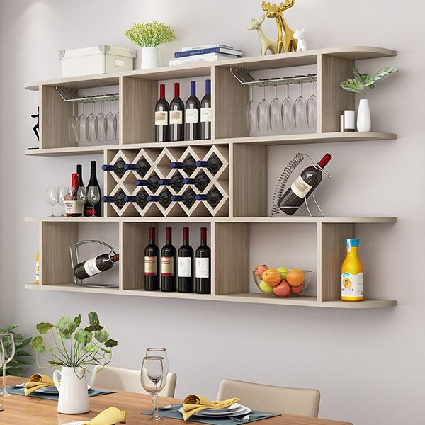 Modern Hanging Wine Bottle Holder Wooden Kitchen Wine Rack Bottle