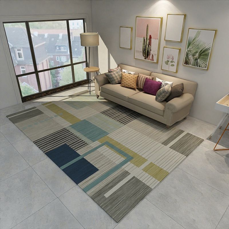 Novelty Modern Style Rug Multicolor Geometry Area Rug Stain Resistant Machine Washable Non-Slip Rug for Sitting Room