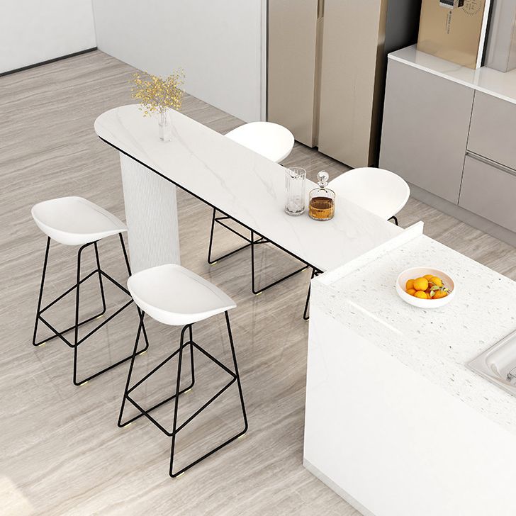 Contemporary Indoor Free Form Bar Table Stone Top and Metal Base Bar Table