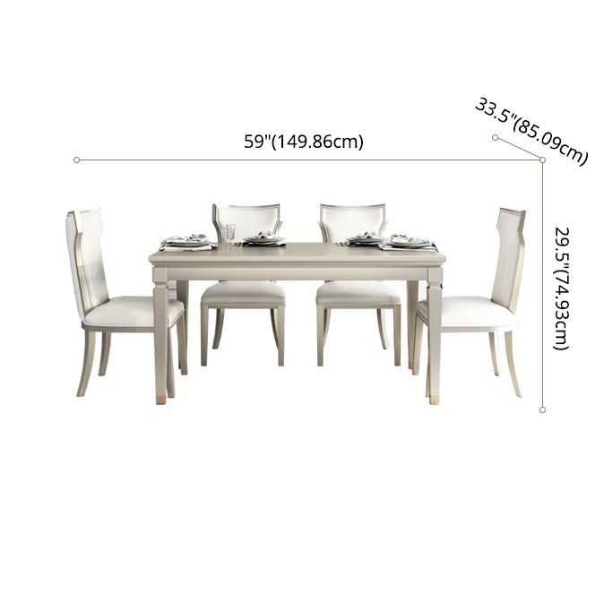 Modern Golden Wood Table Set of 5/7 with Rectangle Table Dining Set with Leather Chairs