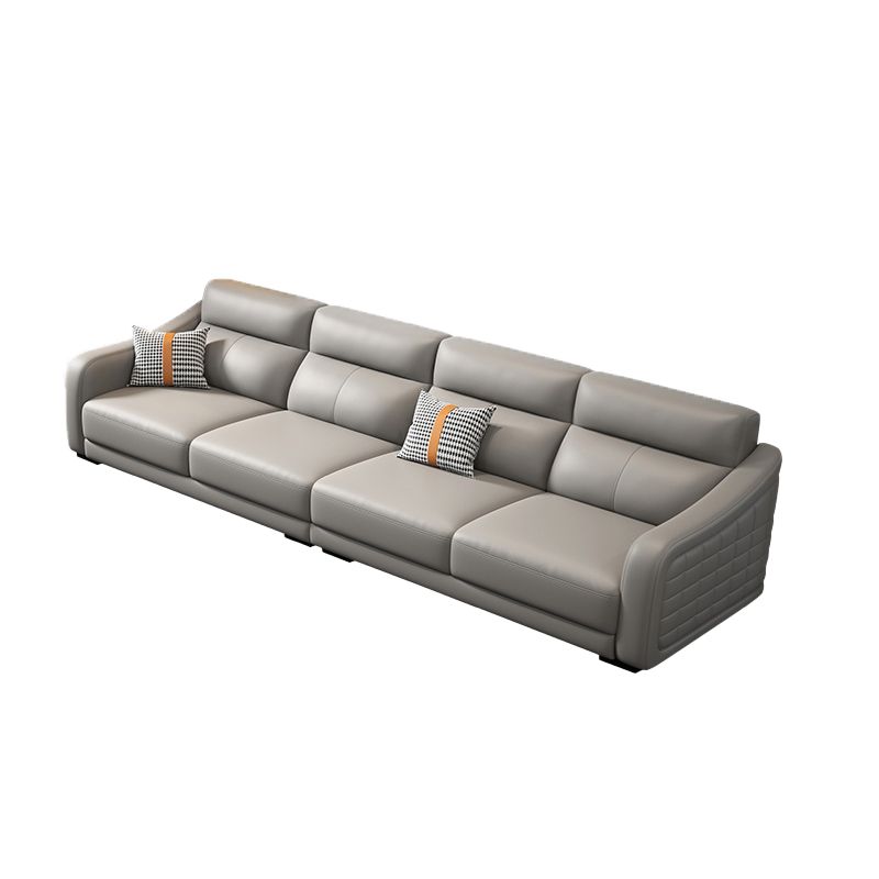 Modernism Genuine Leather Sectional Sloped Arm Sectional in Grey