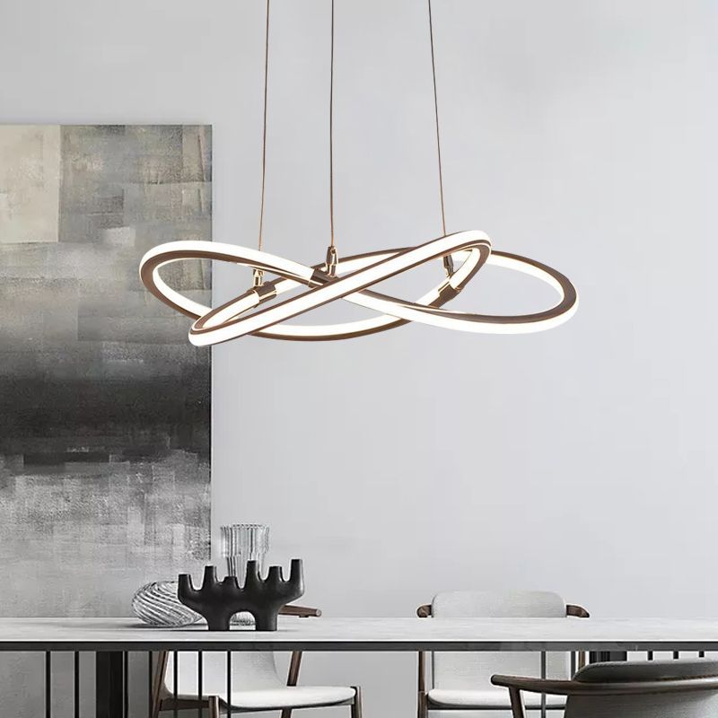 Modern Metal Sockets Chandelier Living Room Linear LED Hanging Pendant Lights