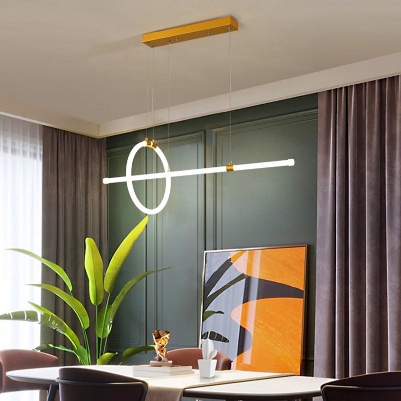 Salle à manger à anneau LED lampe suspendue à la lampe en acrylique Simplicity Island Light en or