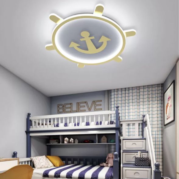 Mediterran Flushmount Light Nordic Modern Minimalistisch Kreativ Warm Golden Ruder Kinder Zimmer Zimmer-Zimmer-Studie Deckenlampen