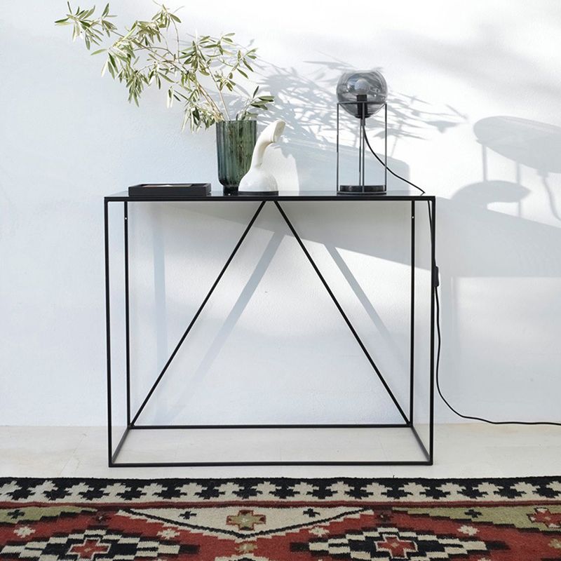 Contemporary Console Accent Table Antique Finish Sofa Console Table in Metal