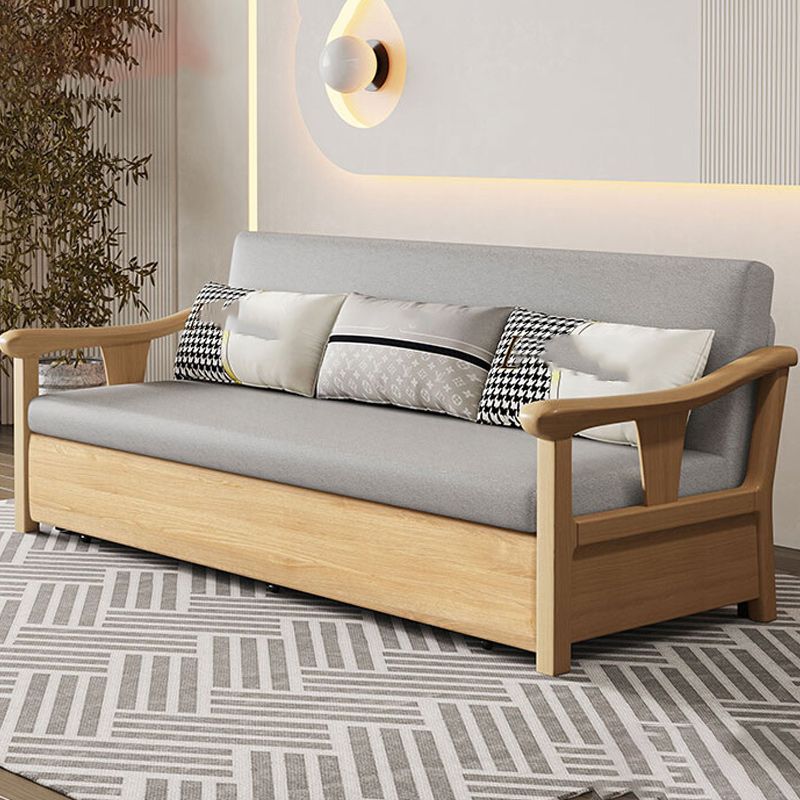 Contemporary Foldable Futon Sleeper Sofa Square Arms Futon and Mattress