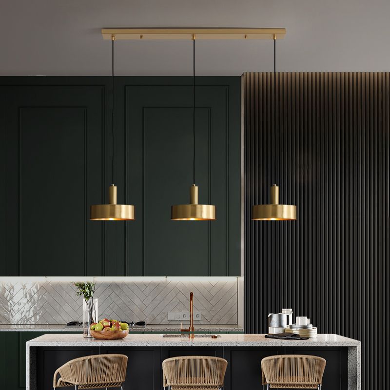 Simple Style Drum-Shaped Pendant Light Fixture Metal Bedroom Hanging Light Fixture