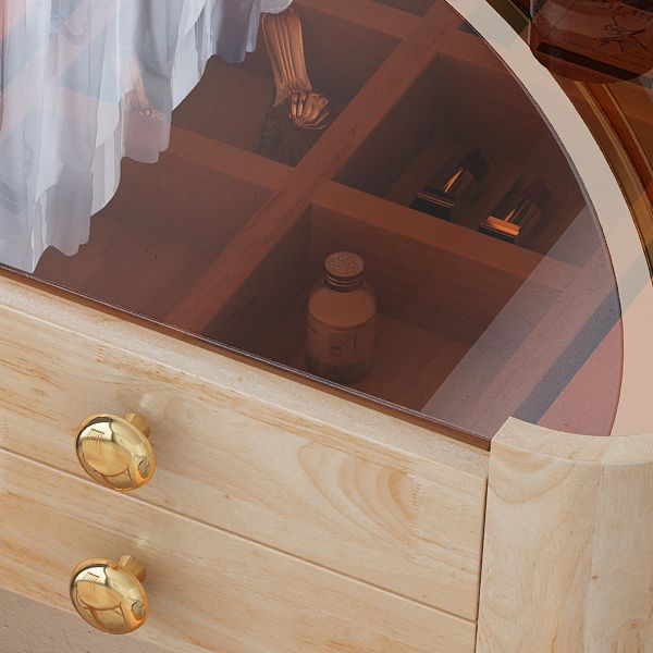 Modern Drawers Dressing Table Solid Wood Dresser Mirrored Vanity Set