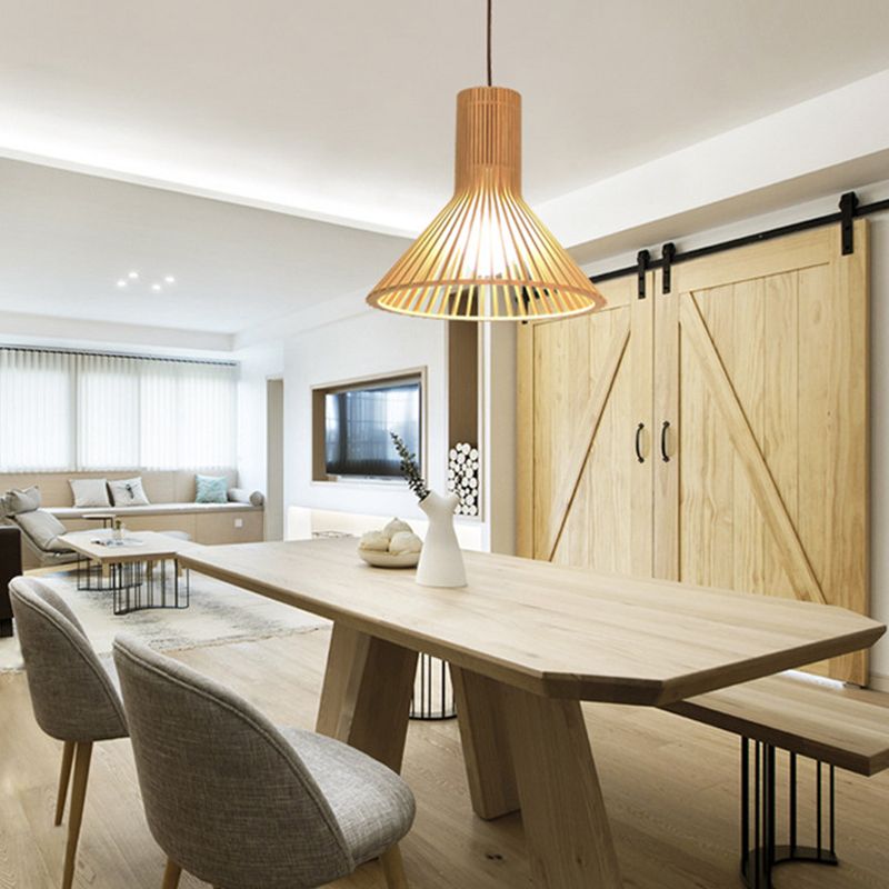 Wooden Hanging Lamp Contemporary Pendant Light Fixtures for Dining Room Coffee Shop