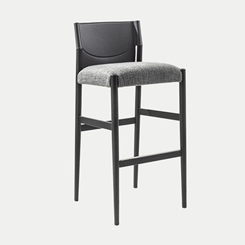 Contemporary 35.4-inch Armless Bar Stool with Solid Wood Base