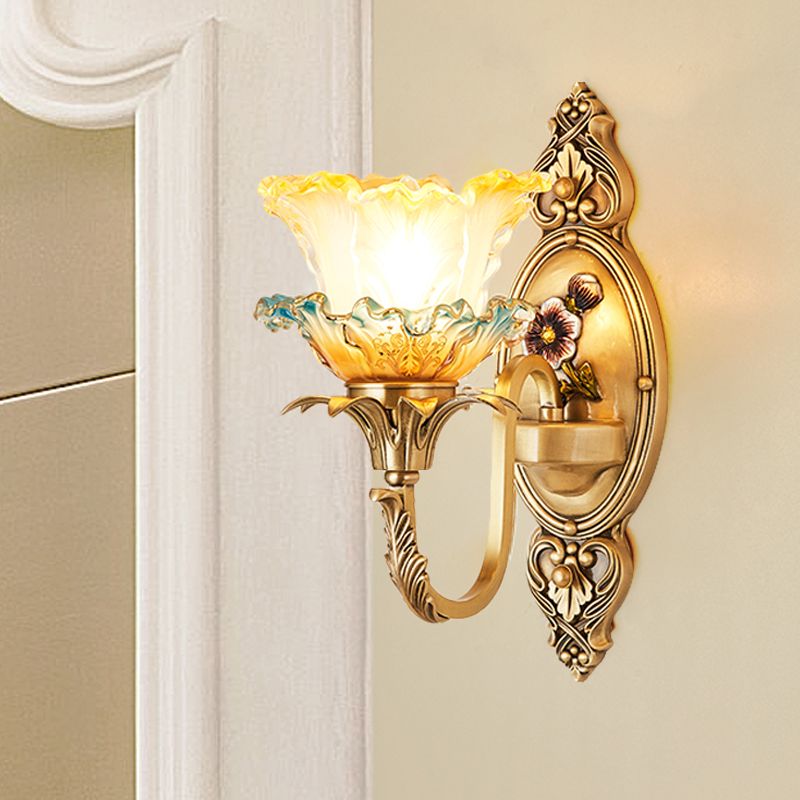 1/2-kop 2-laags ruches muur Licht traditionele messing matglas wandmontage verlichtingsarmatuur