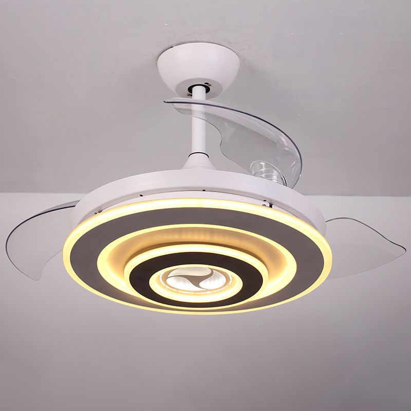 Ring Ceiling Fan Lighting Simplicity Acrylic 18" Wide LED White Semi Flush Mount Light with 3 Clear Shades