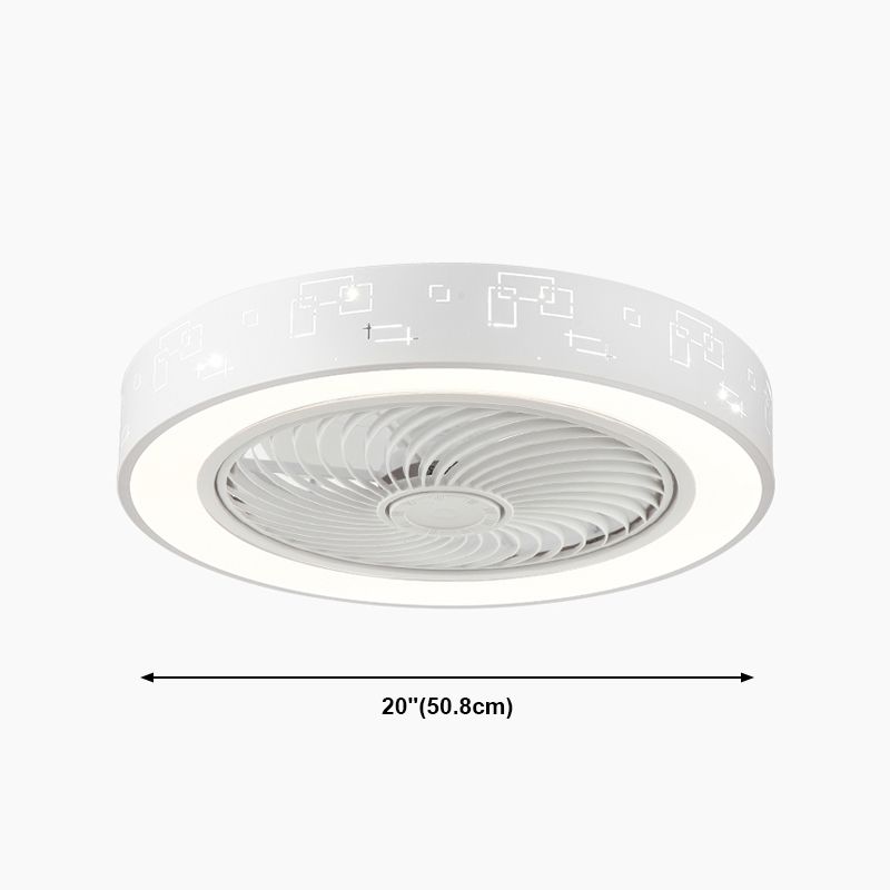 Lampada a ventola del soffitto in metallo nordico a filo arrotondato con lama di ventola di plastica