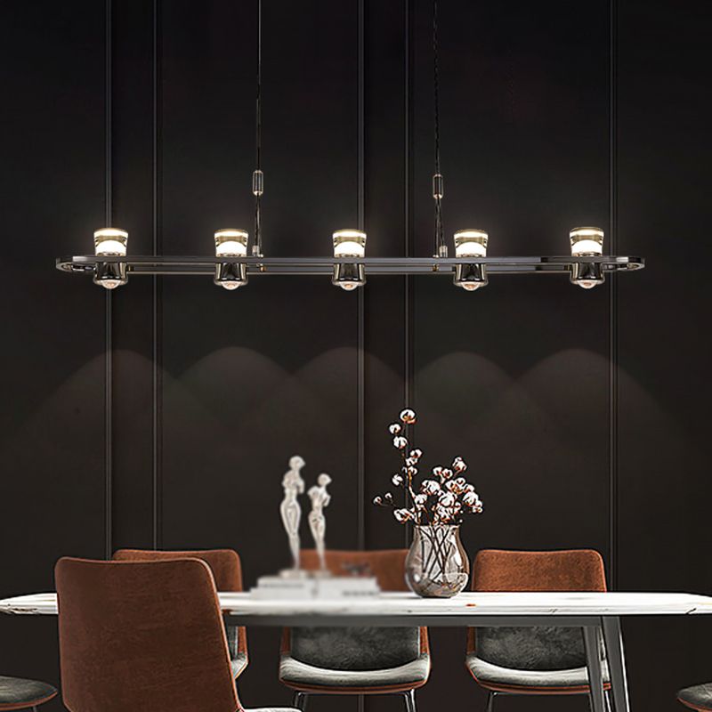 Contemporary Hanging Light Metal Island Light Fixture in Black for Dining Room