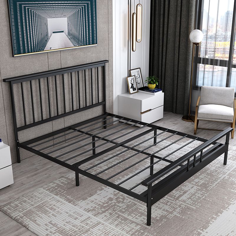 Modern Metal Folding Bed Rectangular Open-Frame Bed with Headboard