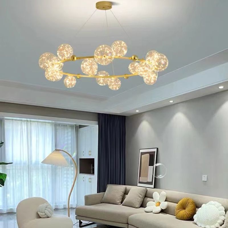 Multi Lights Ball Pendant Chandelier Modern Style Glass Hanging Lamps