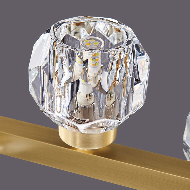 Solid Brass and Crystal Ceiling Pendant Fixture Multi - Head Kitchen Island Light in Gold