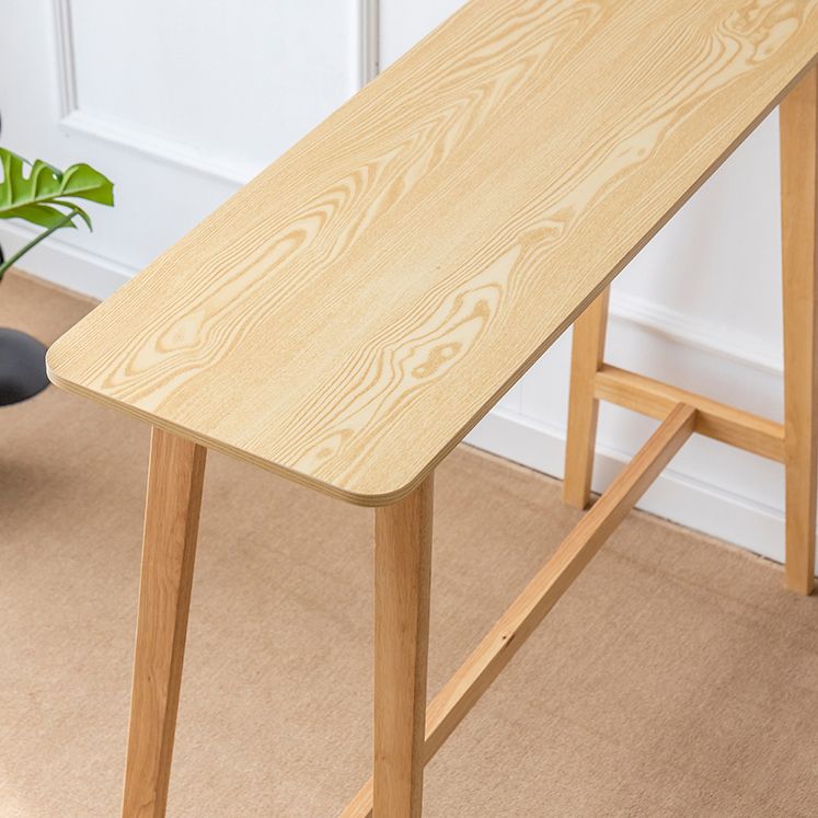 Modern Style Bistro Bar Table Rectangle Solid Wood Bar Table with Footrest