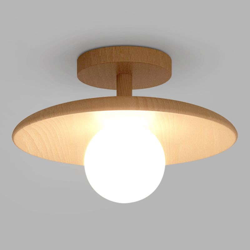 Luminaire à chasse d'eau contemporain 1 Light Wood Flush Mount Lampes en marron
