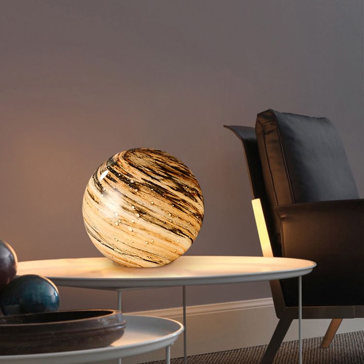 Creative Planet Shaped Night Lamp Modern Glass 1-Bulb Living Room Table Light