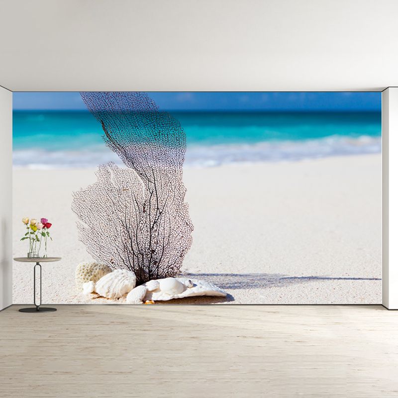 Blue Tropical Beach Scenery Mural Decal Moisture Resistant, Custom Size Available