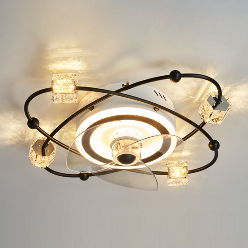 Nordic Style Iron Ceiling Fan Lamp Stepless Adjustment LED Ceiling Fan Light for Bedroom