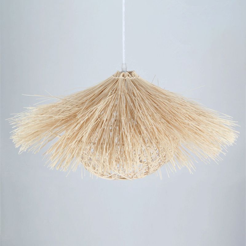 Asian Hand Twisted Ceiling Pendant Lamp Rattan 1 Light Ceiling Lamp