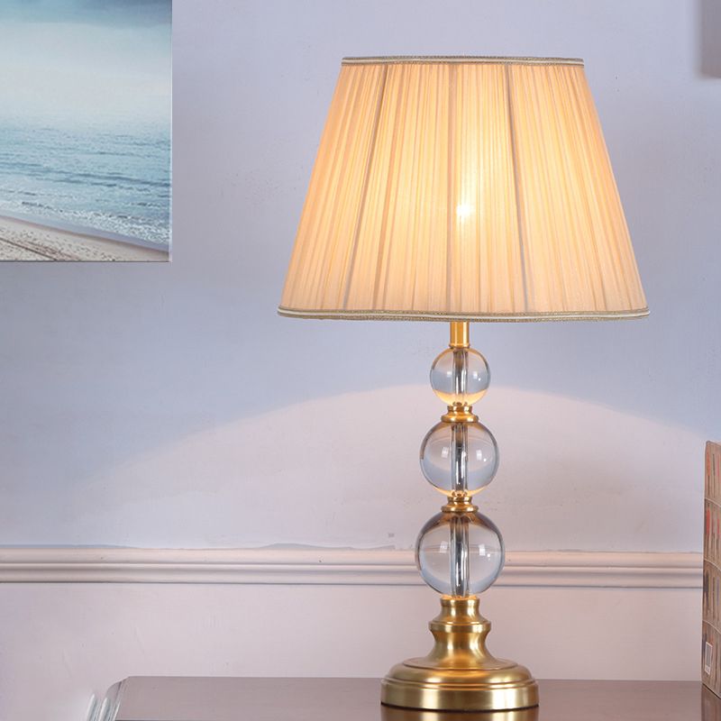 1 Kopf kugelförmiger Stofftisch Licht modernistische klare Kristall kleine Schreibtischlampe in Beige