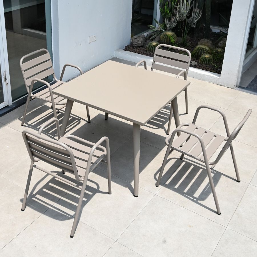 Boho Style Dining Set Grey Metal 1/5/7 Pieces Dining Set with Metal Frame