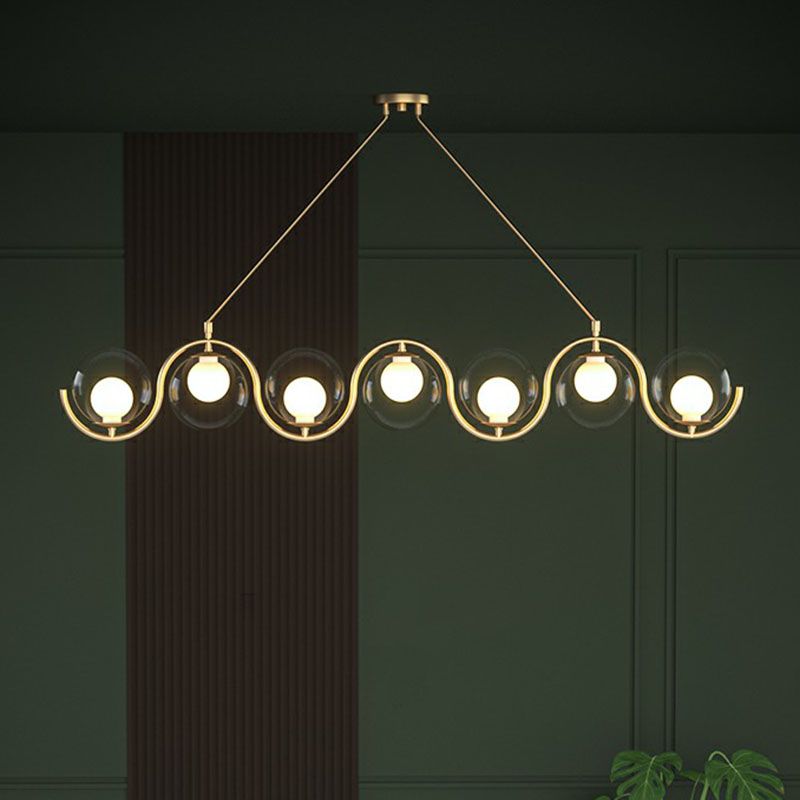 Luminaire métallique ondulé lampe suspendue postmoderne avec une teinte en verre à billes