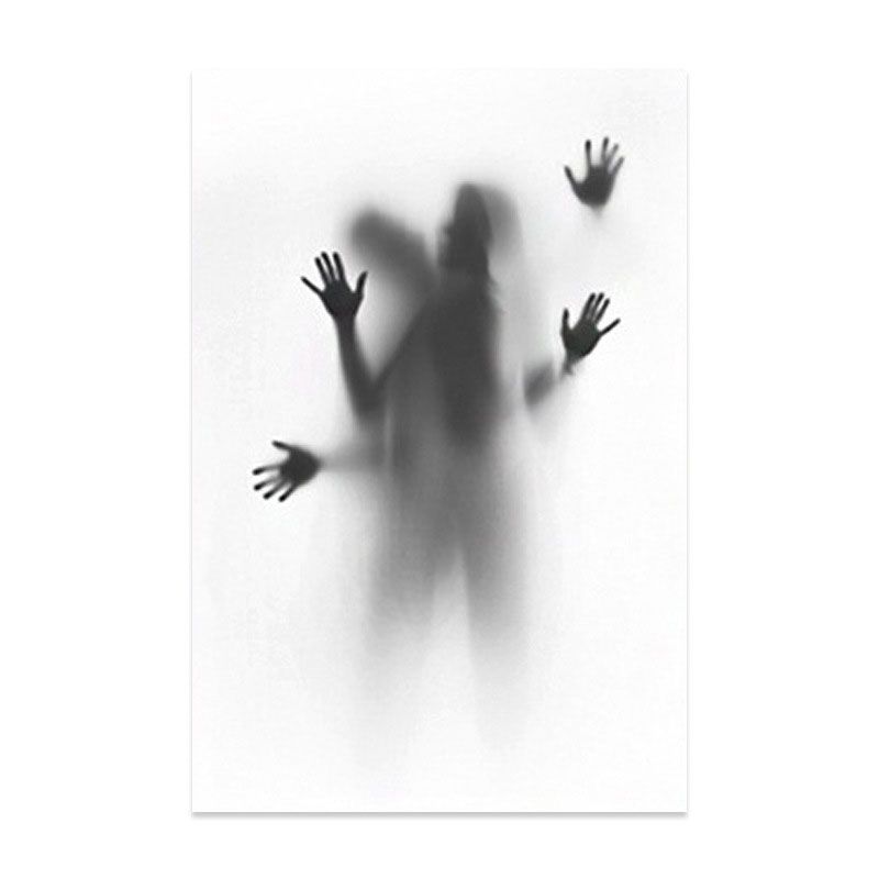 Blur Shadow of Lovers Canvas Art Contemporary Textured Family Room Wall Decor in Grey