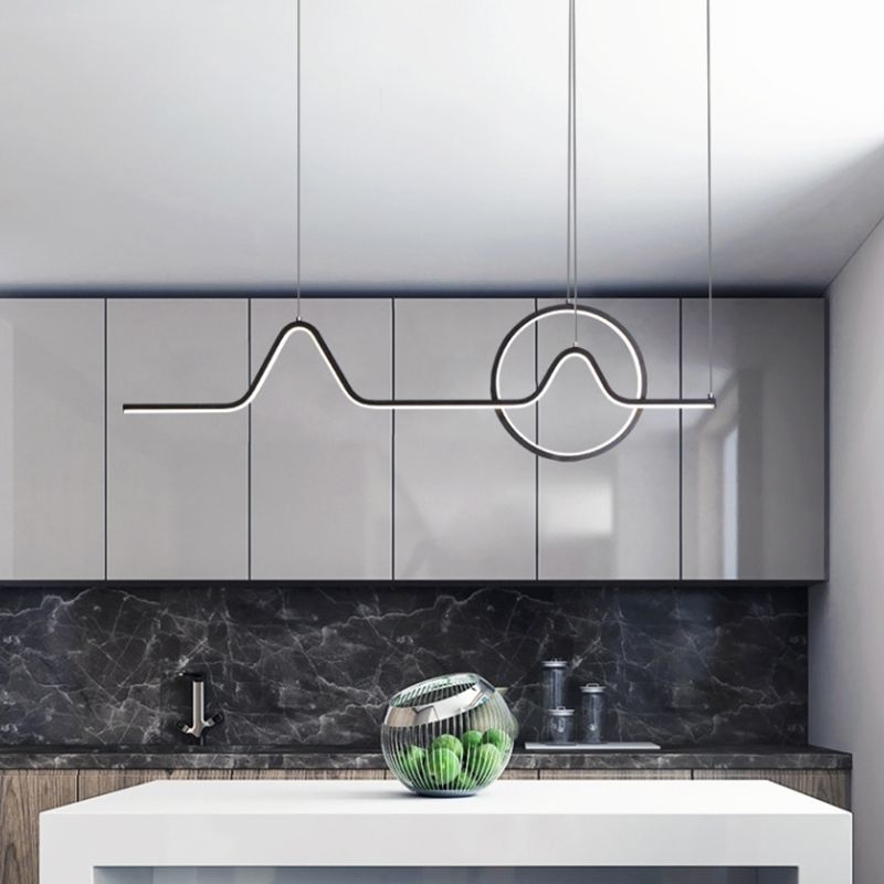 Estilo moderno lineal isla colgante de metal simple luz de metal para restaurante