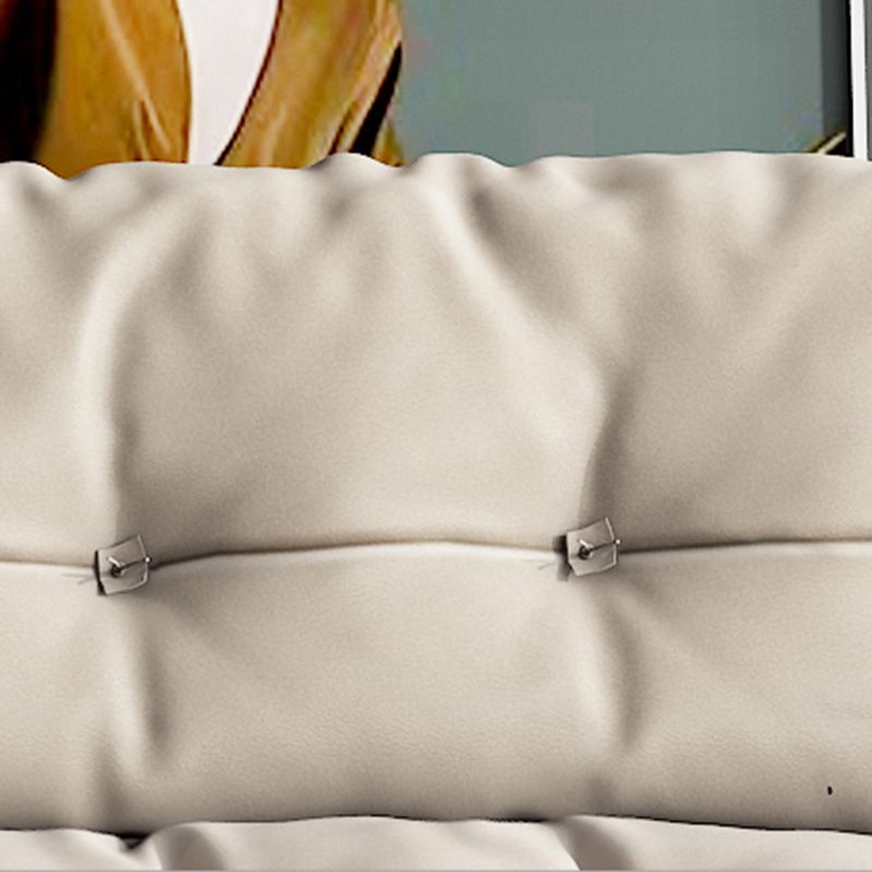 Scandinavian Beige Sofa with Tufted Back and Flared Arm for Living Room