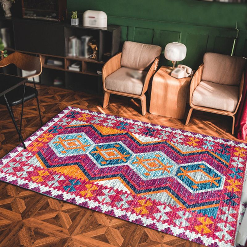 Navy Moroccan Rug Polyester Graphic Rug Non-Slip Backing Rug for Living Room