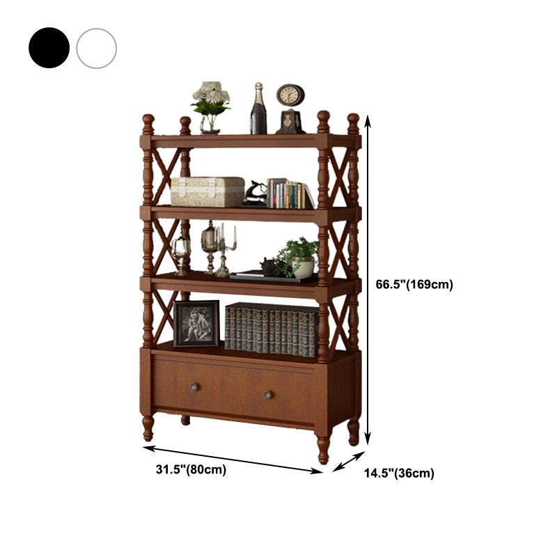 Rectangle Open Storage Bookshelf Nordic Solid Wood Bookshelf with Drawer