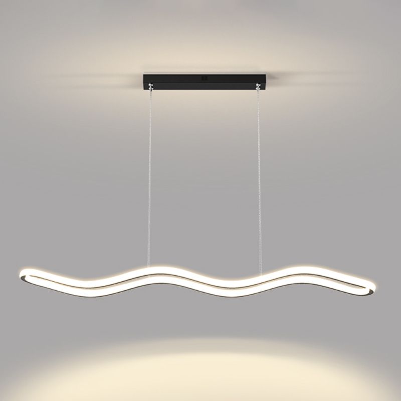 Creative Linear Island Lighting Fixture Modern Style LED Hanging Light for Dining Room