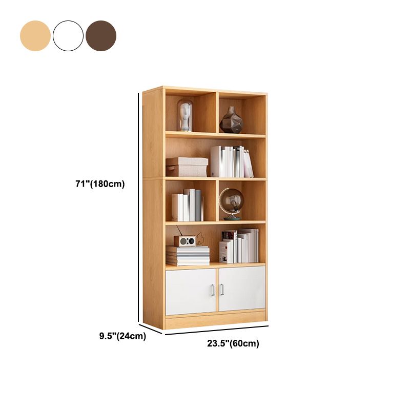Modern Style Standard Bookcase with Doors Engineered Wood Bookshelf for Living Room