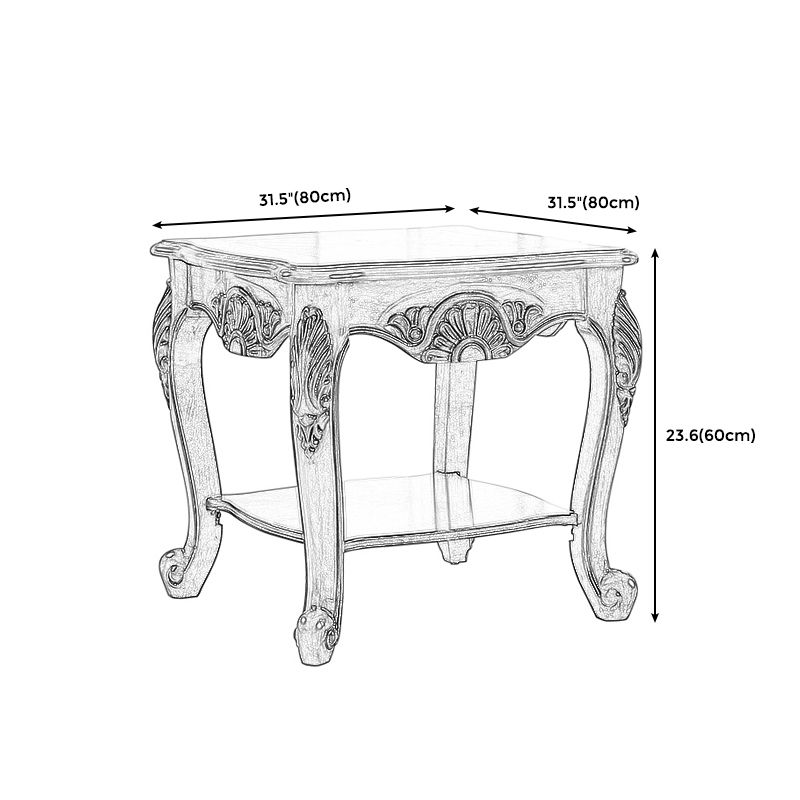 Brown Rubber Wood Side Table, Traditional Rectangular End Table